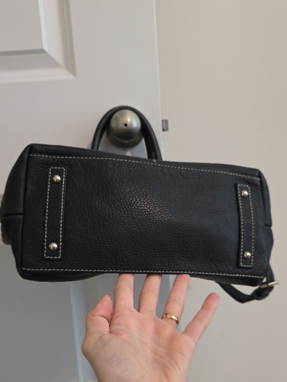 Dooney & Bourke Black Pebble Leather Satchel with Gold Hardware - Picture 2 of 9